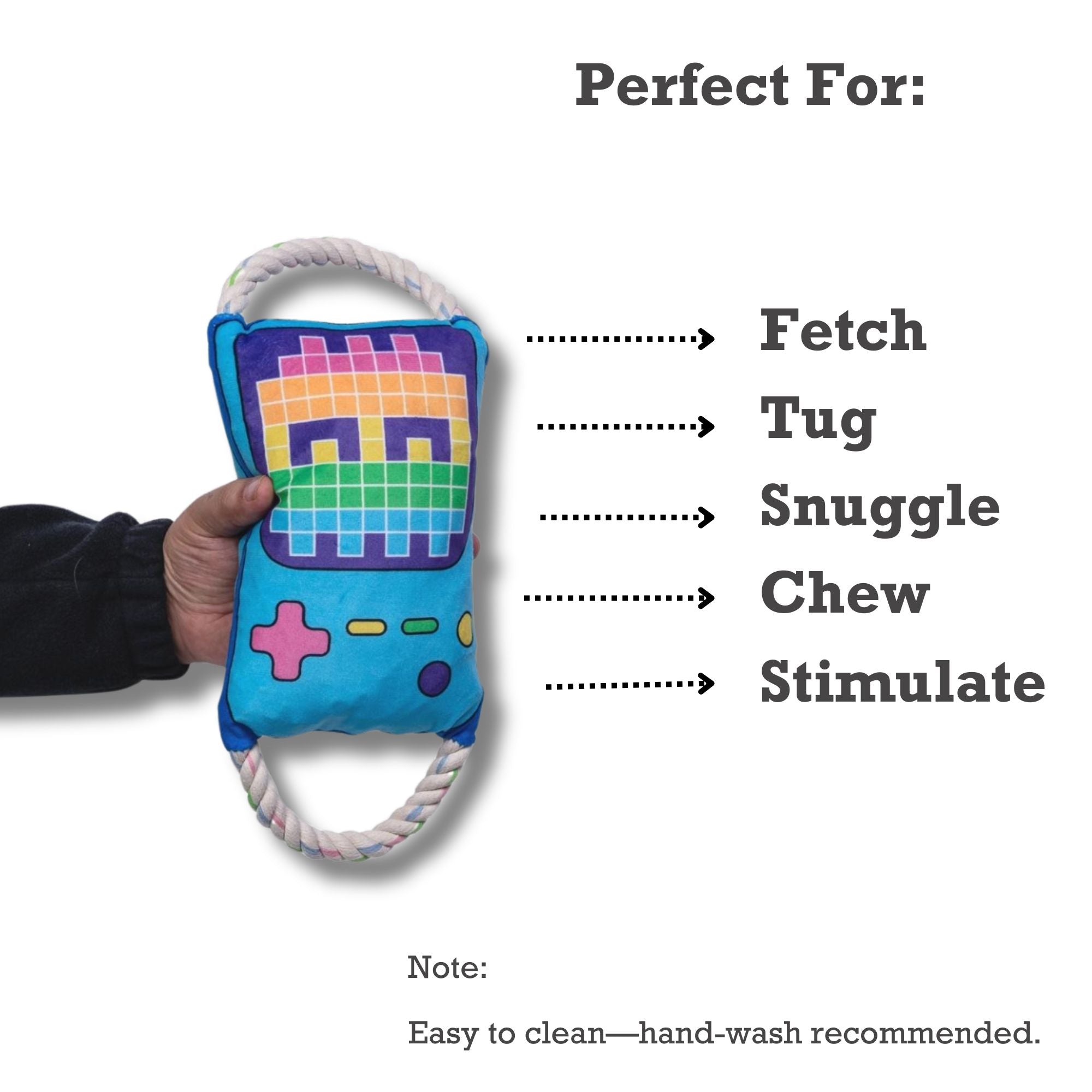 Retro Gamer Plush Dog Toy with Squeaker & Crinkle Paper