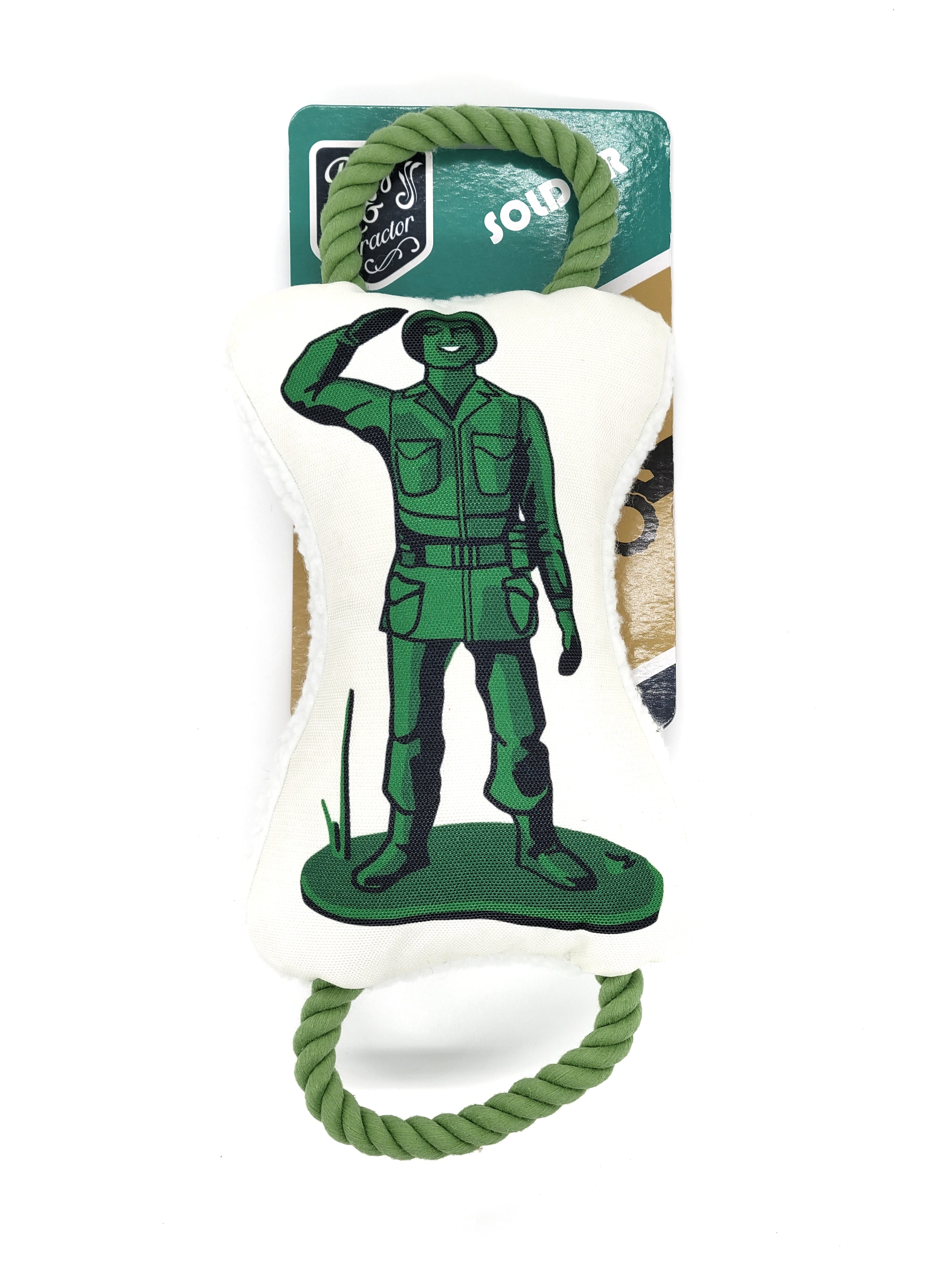 Country Living Retro Soldier Plush Dog Toy with Squeaker & Rope, 15 × 6.5 in