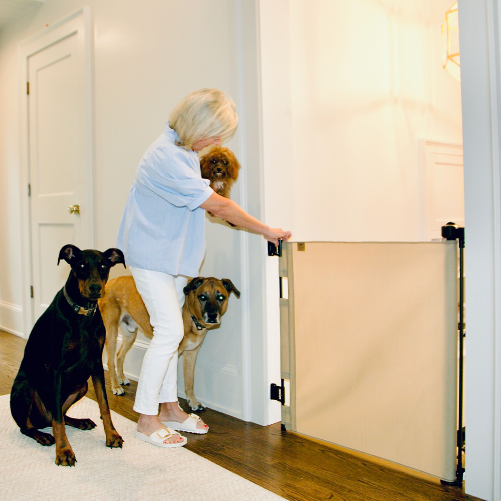 Oil Waxed Canvas Pet Safety Gate – Durable, Waterproof, Vintage-Inspired
