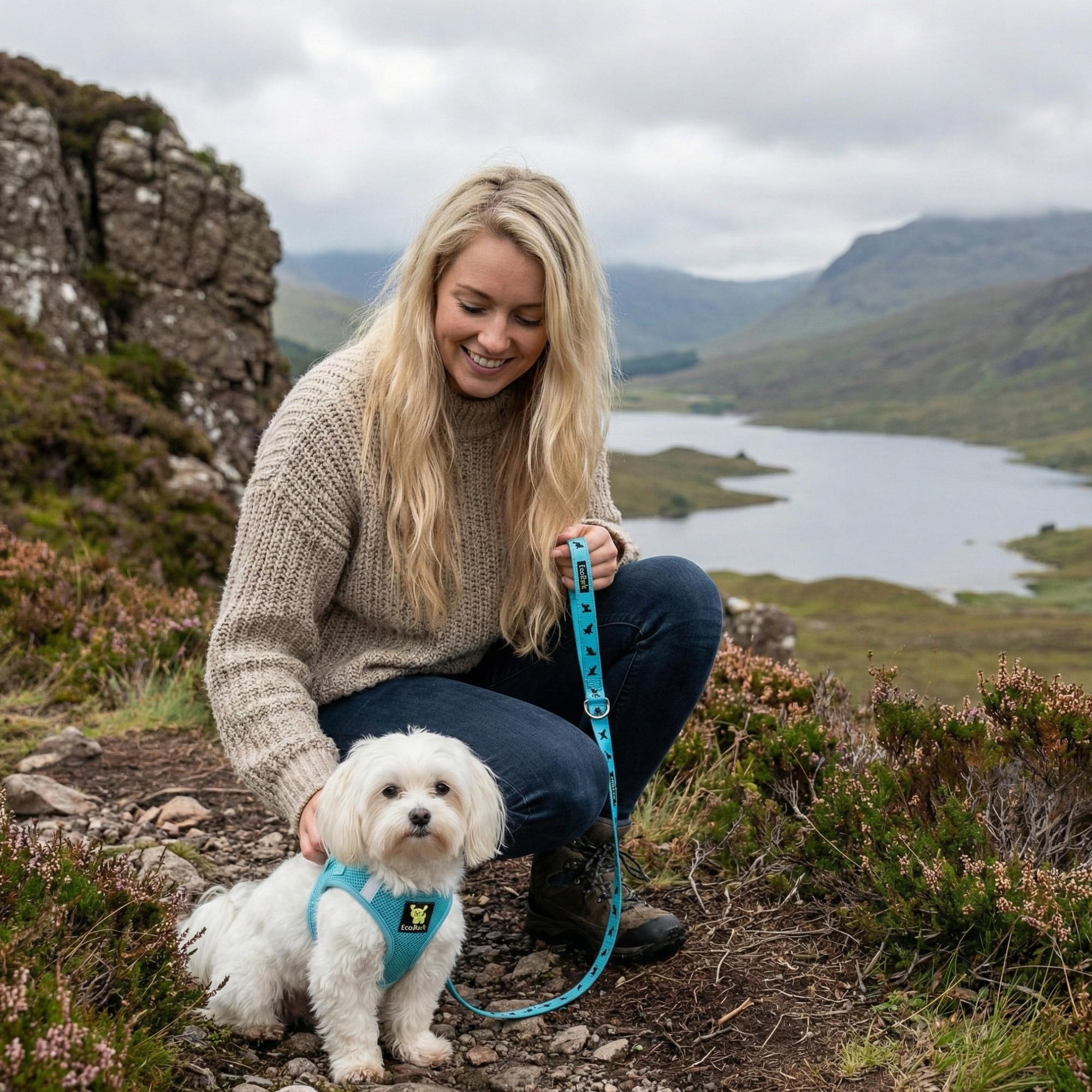 EcoBark Step In Dog Harness - Teacup & Small Breeds- Reflective Soft Mesh Harness for Teacup, Small Dogs and Puppies / Sky Blue