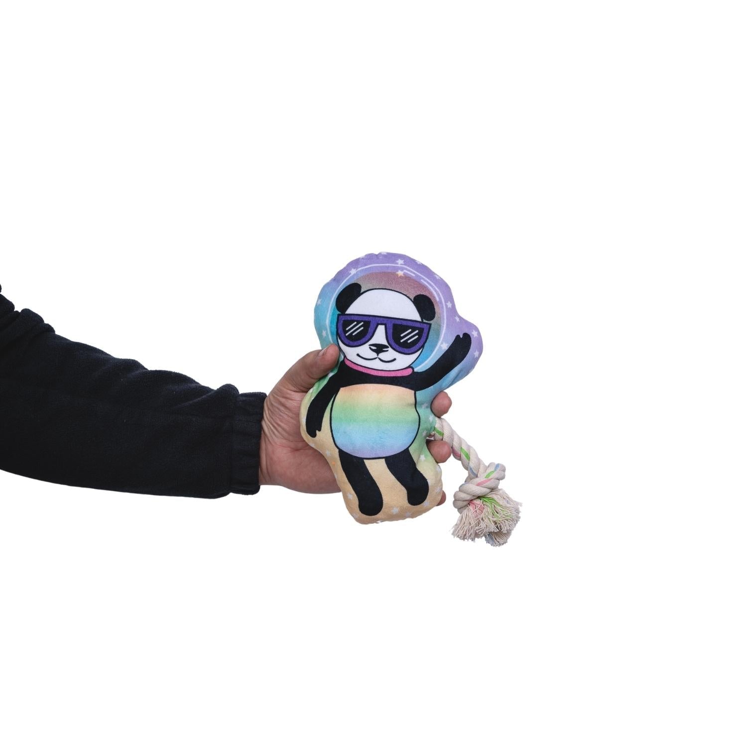 Space Panda Plush Dog Toy with Squeaker & Crinkle Paper