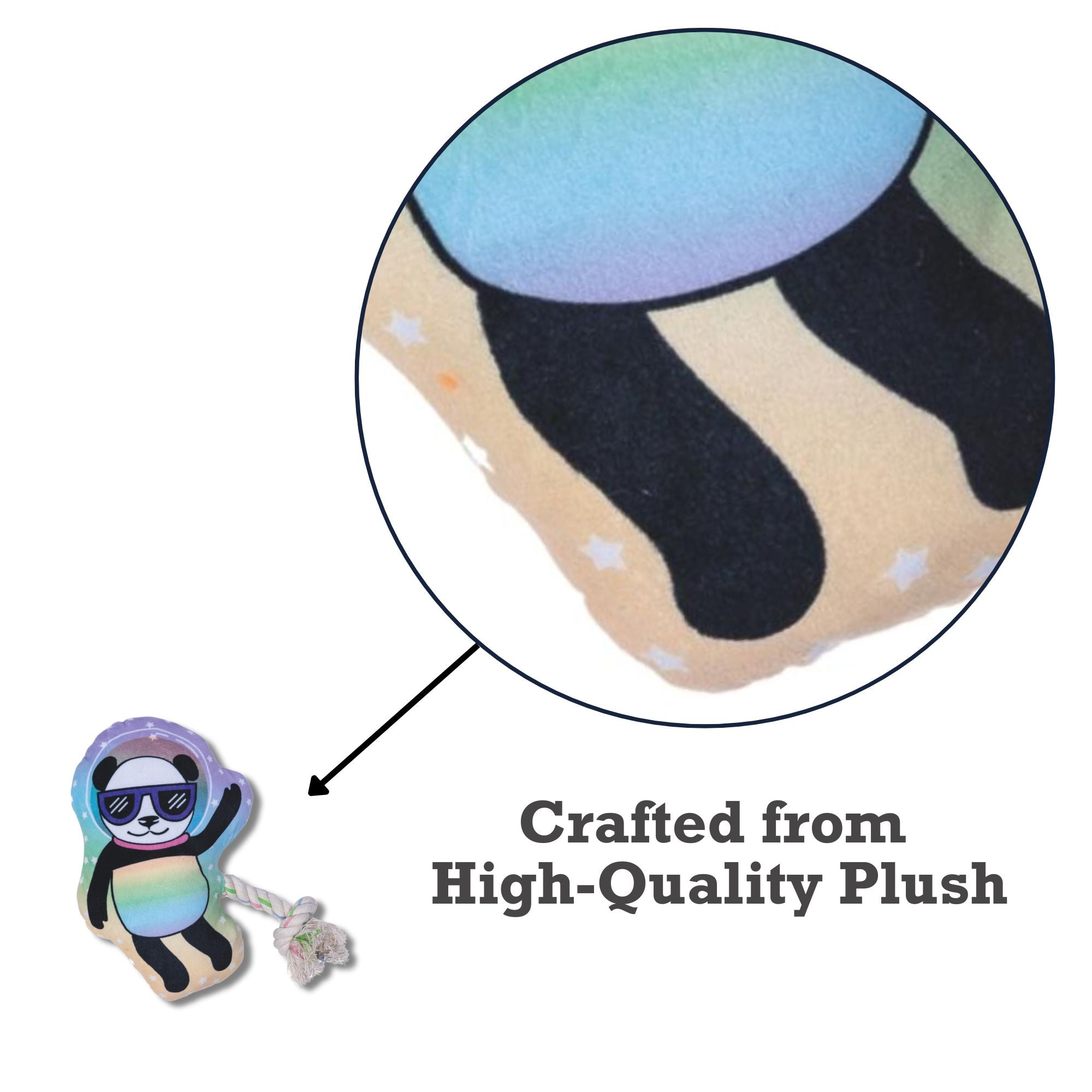 Space Panda Plush Dog Toy with Squeaker & Crinkle Paper