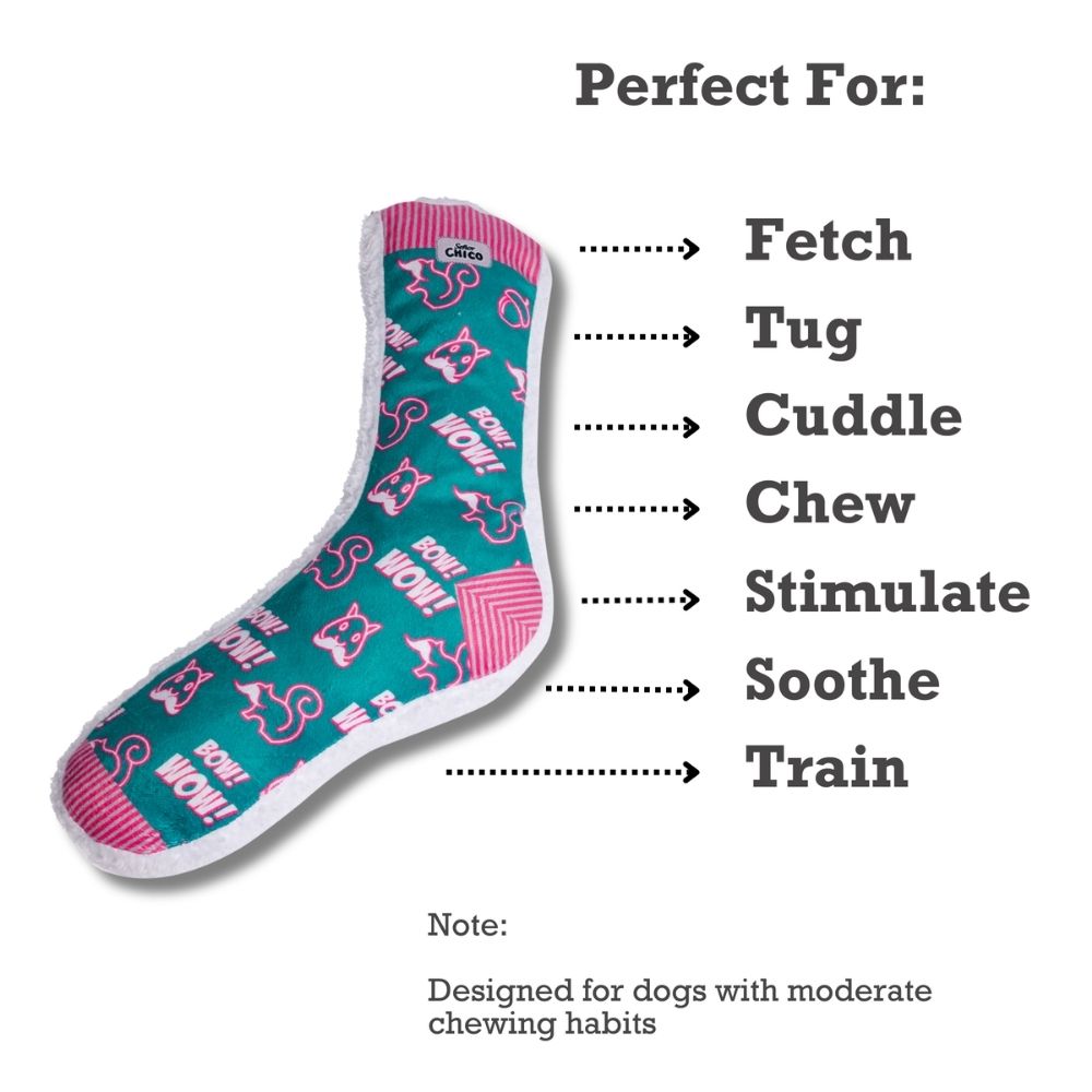 Squeaky Squirrel Plush Sock Dog Toy with Crinkle Paper