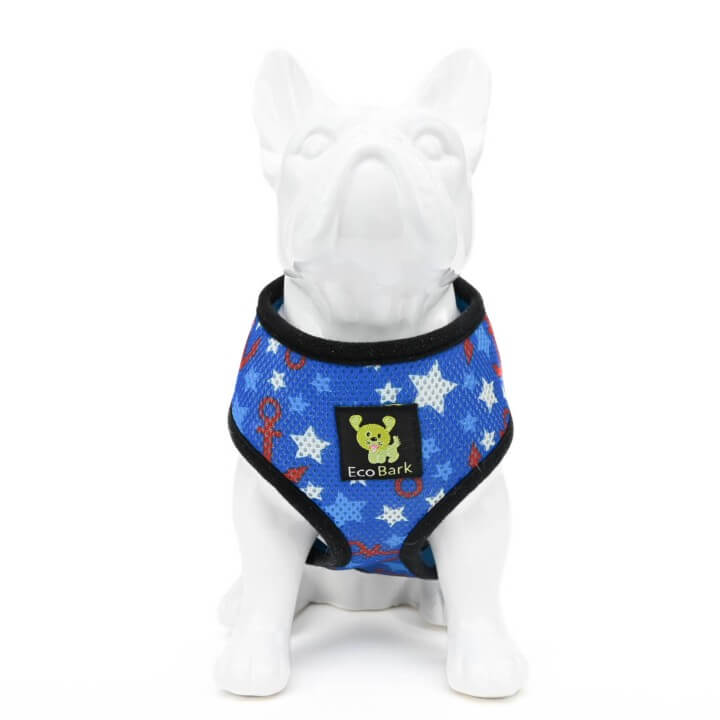 EcoBark Nautical Dog Harness - Over-the-Head Soft Mesh Vest Halter for Small to Medium Dogs