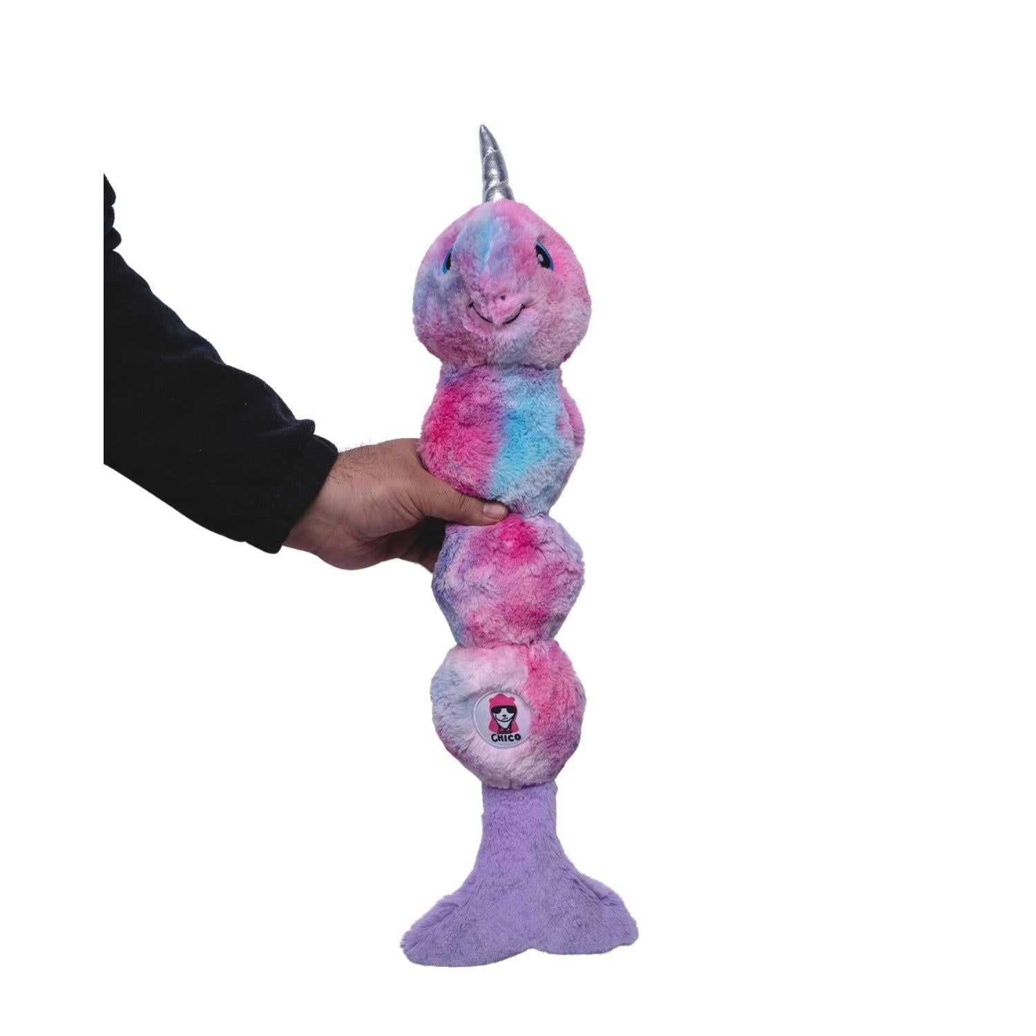Colorful Magical Unicorn Plush Dog Toy with Bumpy Texture