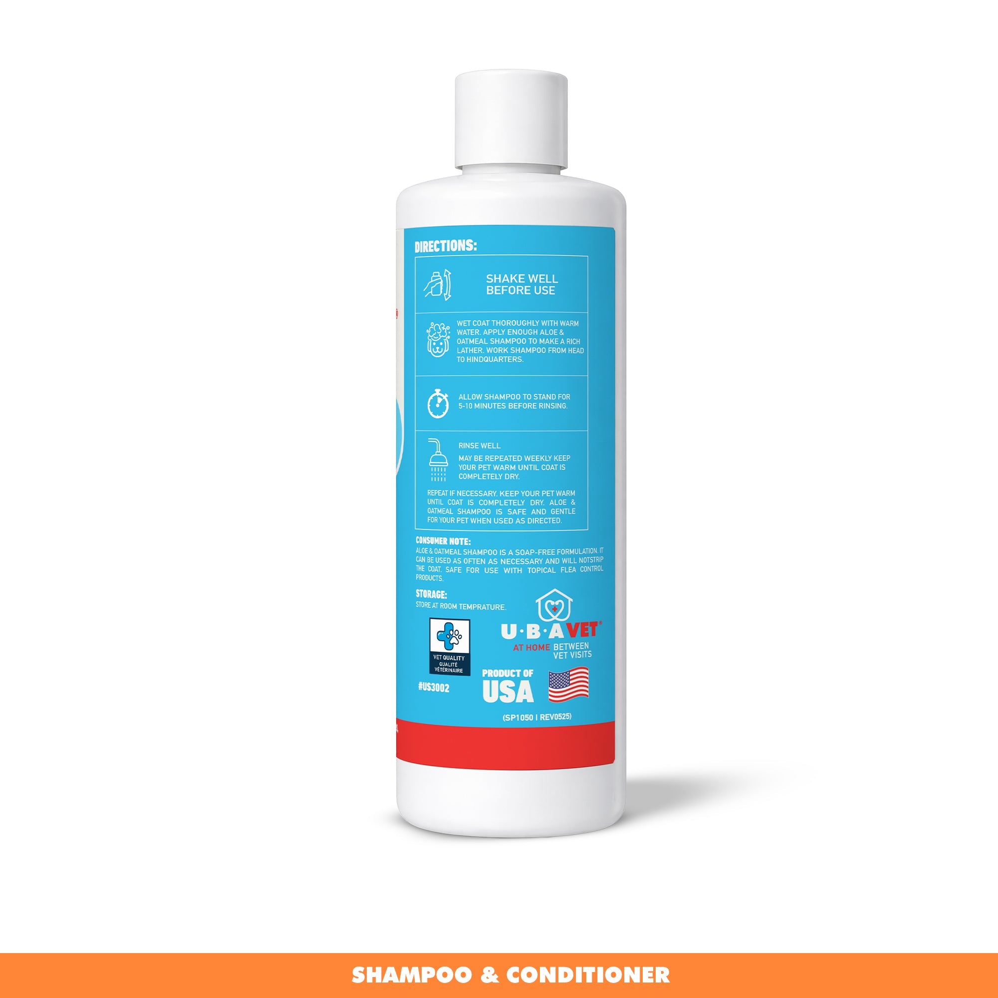 UBAVET Aloe & Oatmeal Shampoo for Dogs & Cats, 16.9 fl oz