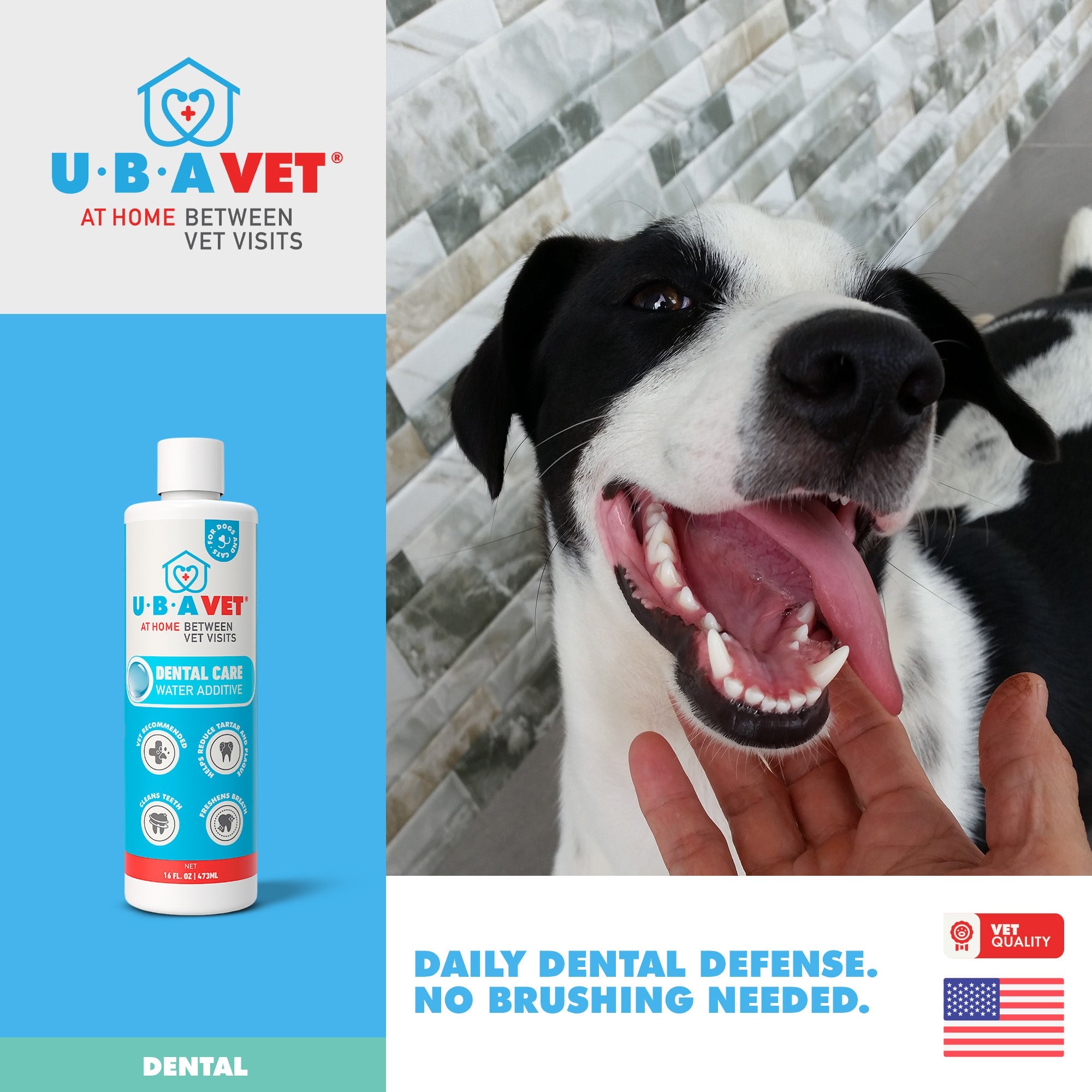 UBAVET Dental Care Water Additive for Dogs & Cats, 16 fl oz