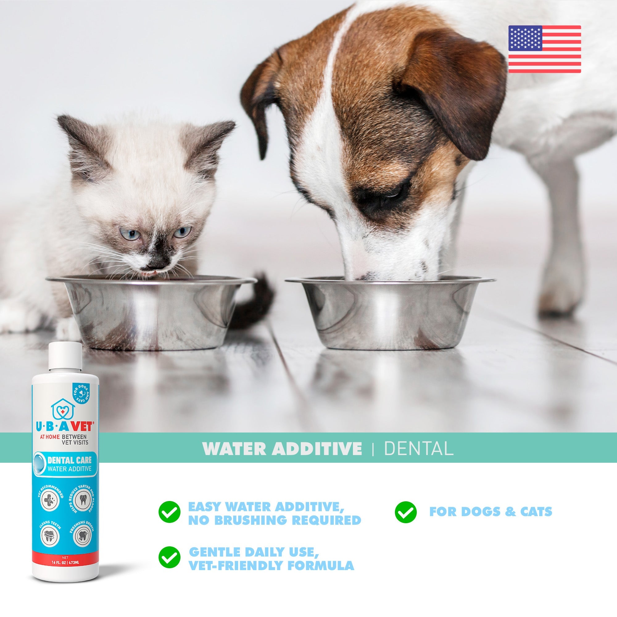 UBAVET Dental Care Water Additive for Dogs & Cats, 16 fl oz