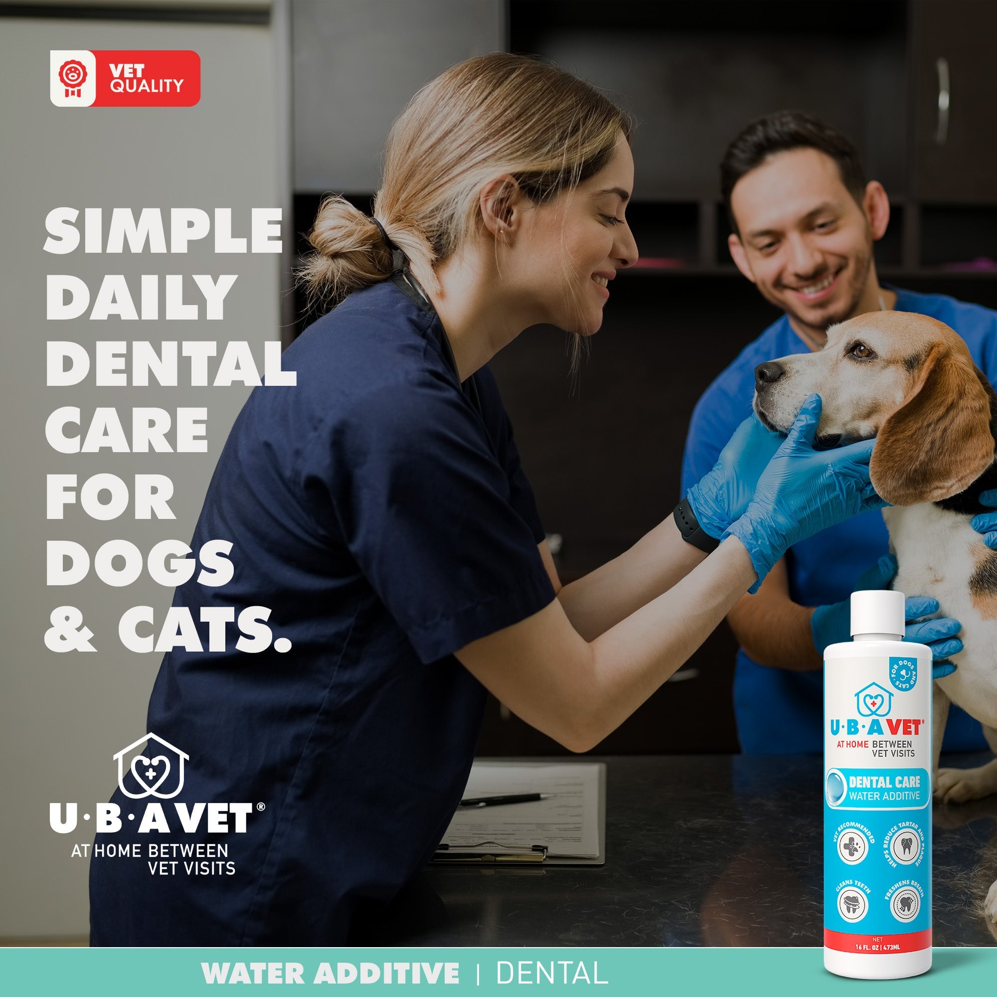 UBAVET Dental Care Water Additive for Dogs & Cats, 16 fl oz