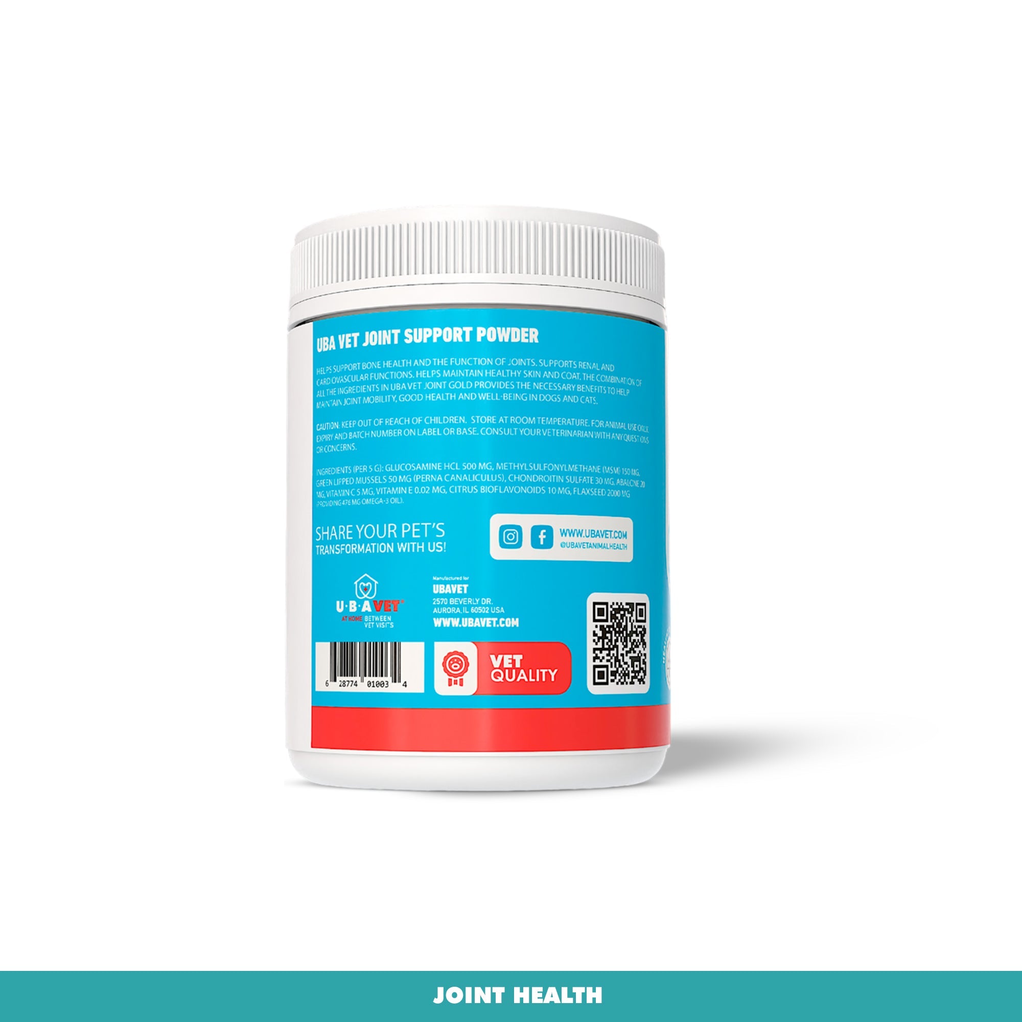 UBAVET Joint Gold Support Powder for Dogs & Cats, 8.8 oz