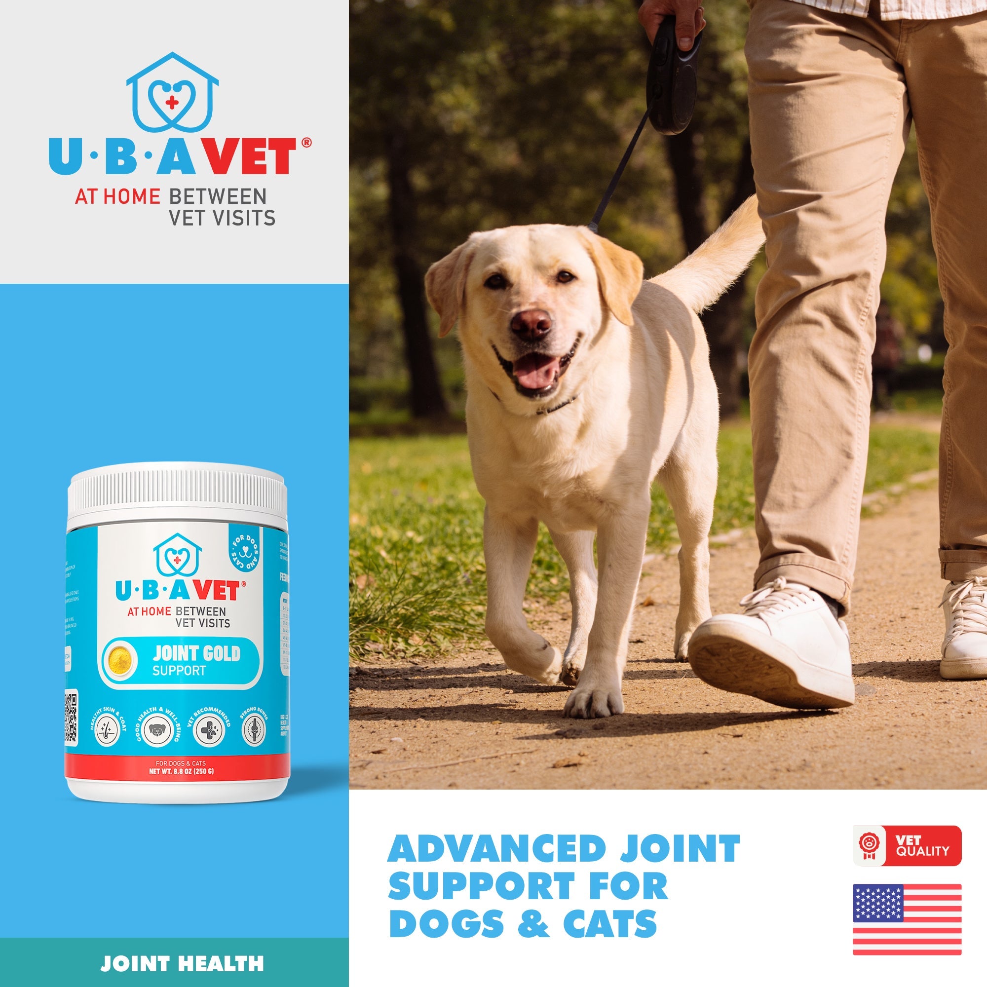 UBAVET Joint Gold Support Powder for Dogs & Cats, 8.8 oz