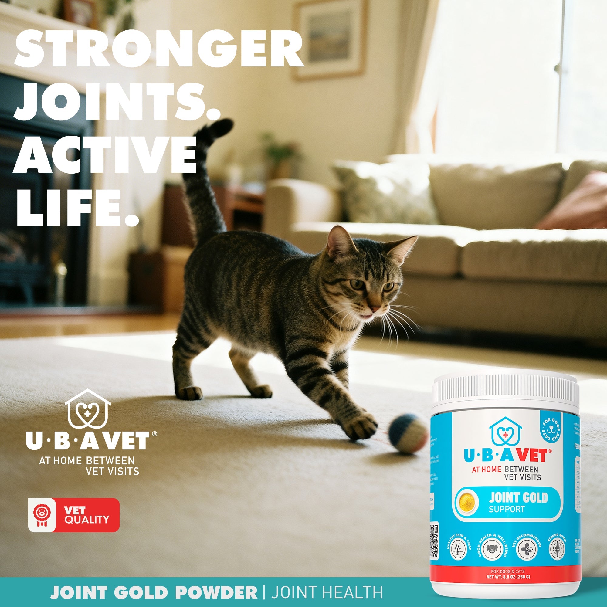 UBAVET Joint Gold Support Powder for Dogs & Cats, 8.8 oz
