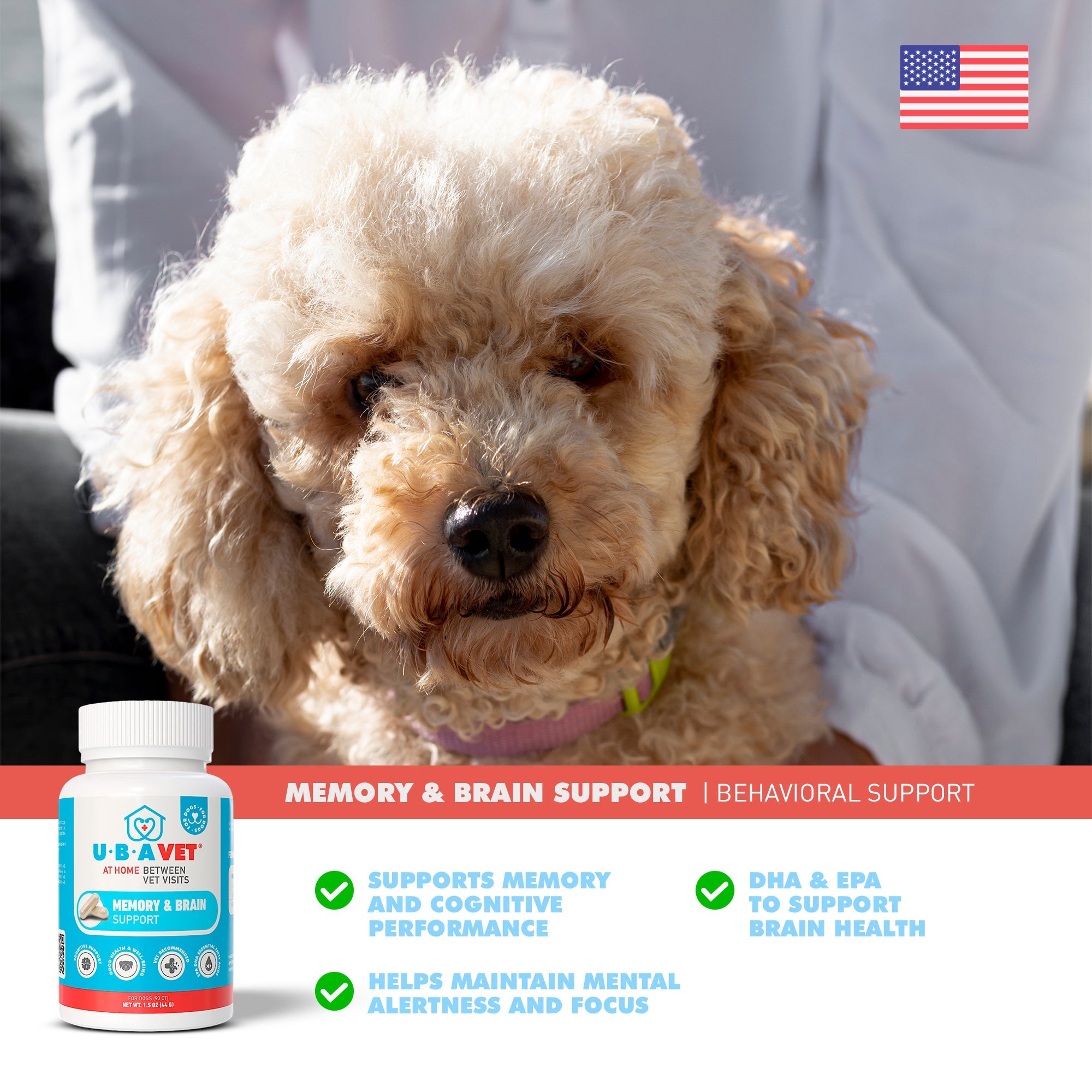 UBAVET Memory & Brain Support for Senior Dogs, 90 Capsules