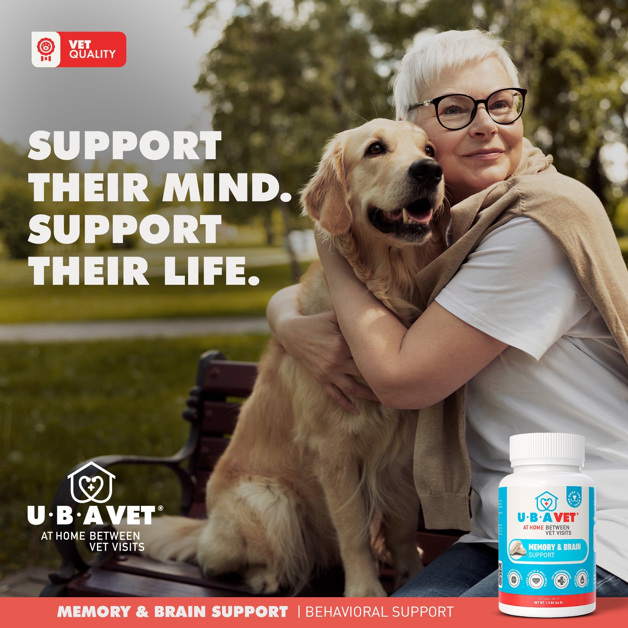 UBAVET Memory & Brain Support for Senior Dogs, 90 Capsules