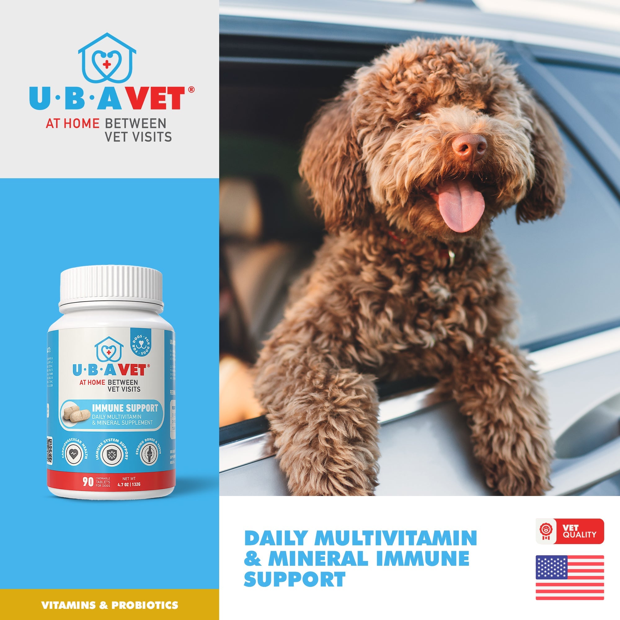 UBAVET Immune Support Daily Multi-Vitamin for Dogs, 90 Tablets