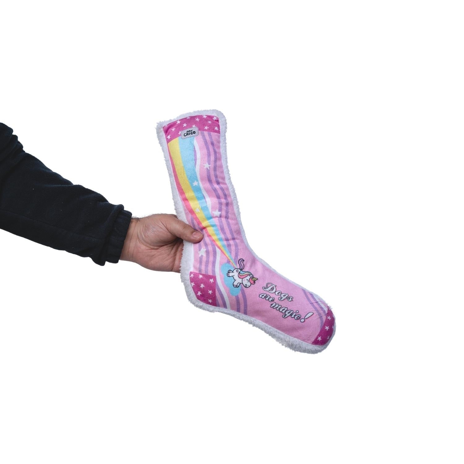 Squeaky Unicorn Plush Sock Dog Toy with Crinkle Paper