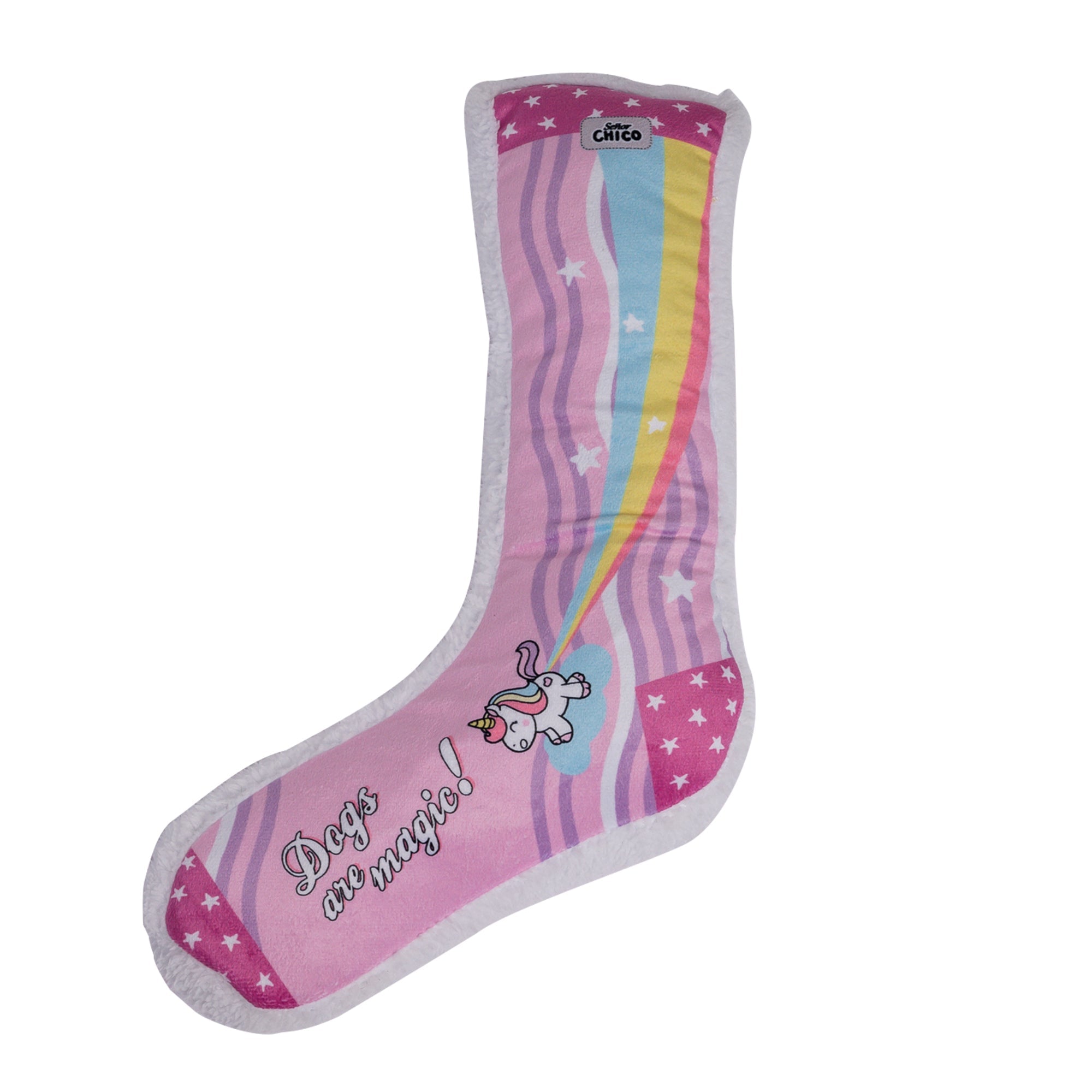 Squeaky Unicorn Plush Sock Dog Toy with Crinkle Paper