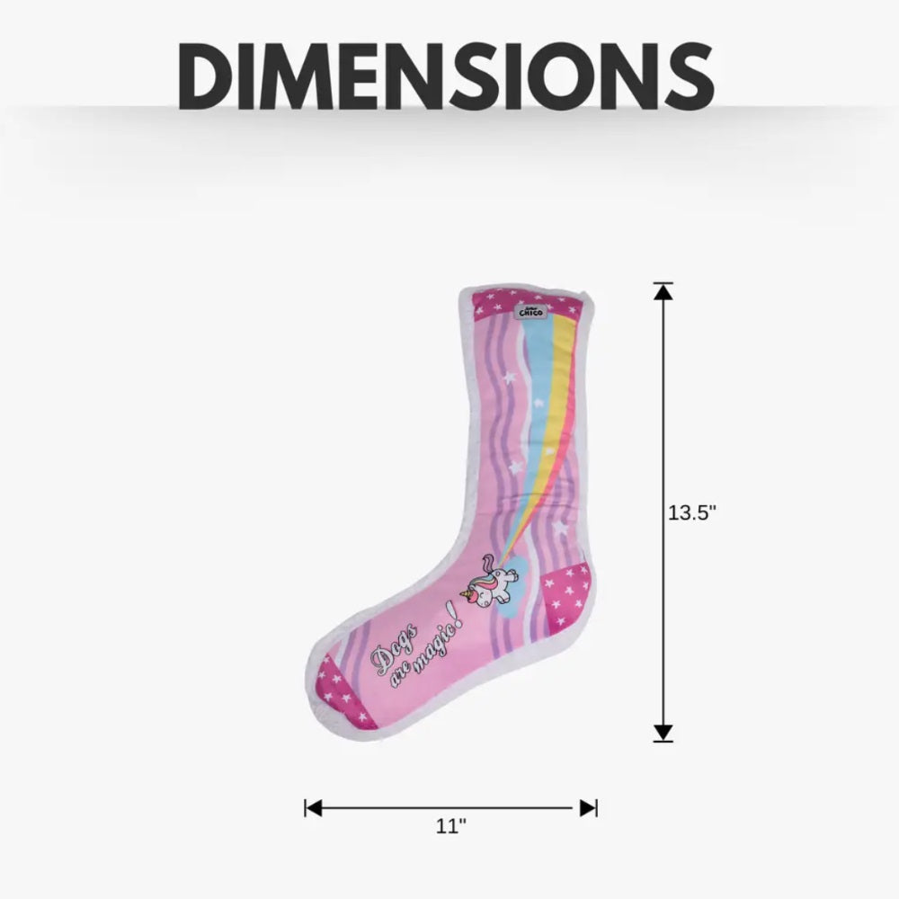 Squeaky Unicorn Plush Sock Dog Toy with Crinkle Paper
