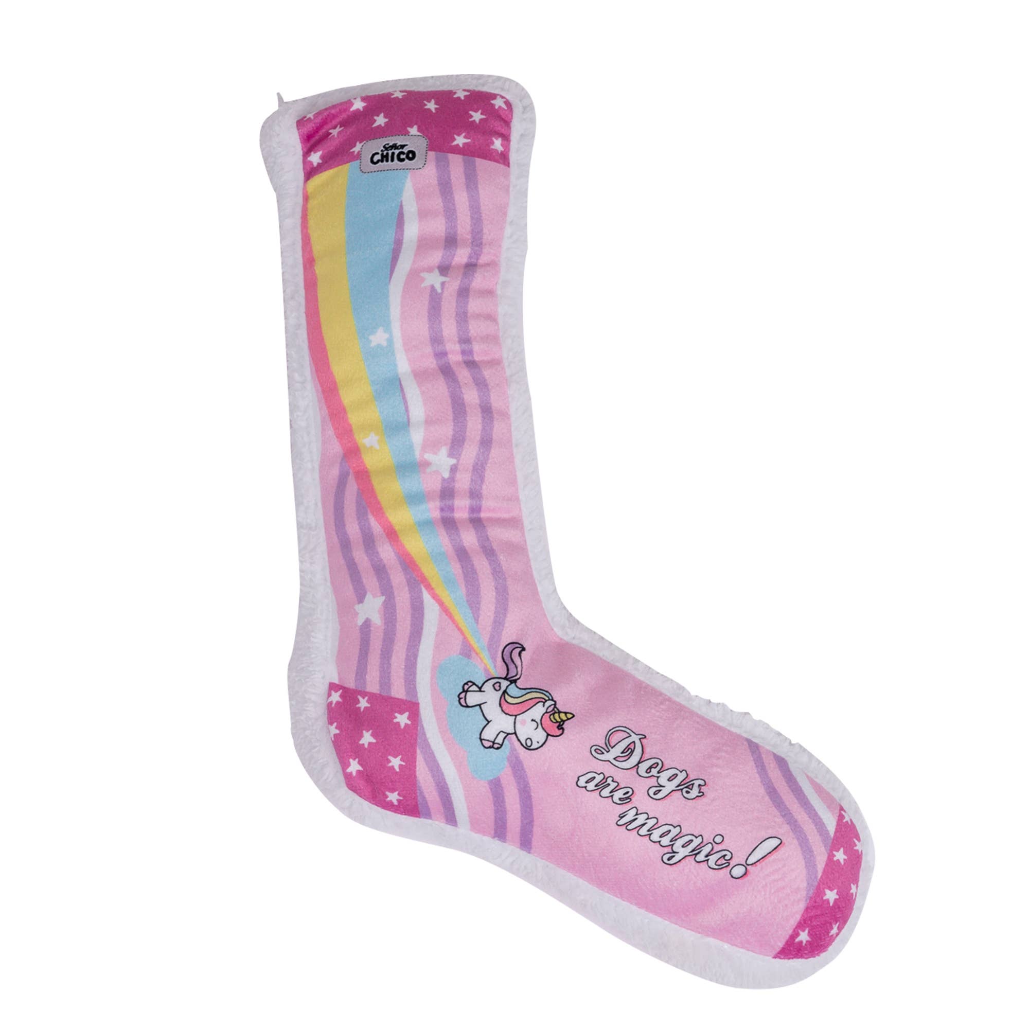 Squeaky Unicorn Plush Sock Dog Toy with Crinkle Paper