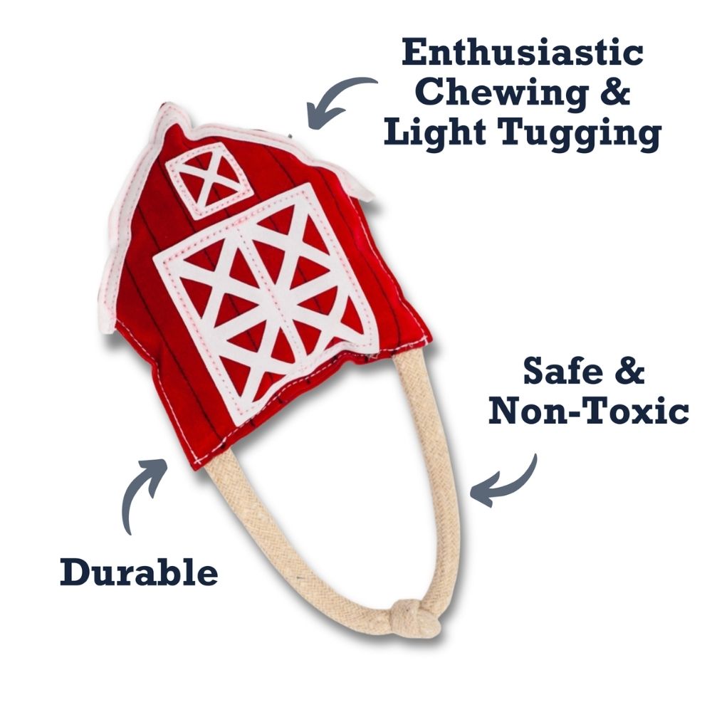 Country Living Faux Leather Red Barn Dog Chew Toy