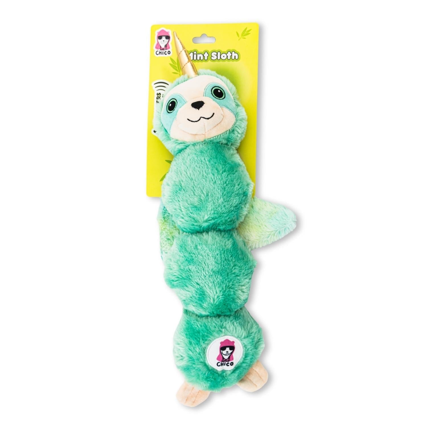 Mystical Mint Winged Sloth Plush Dog Toy, Four Squeakers & Crinkle Paper