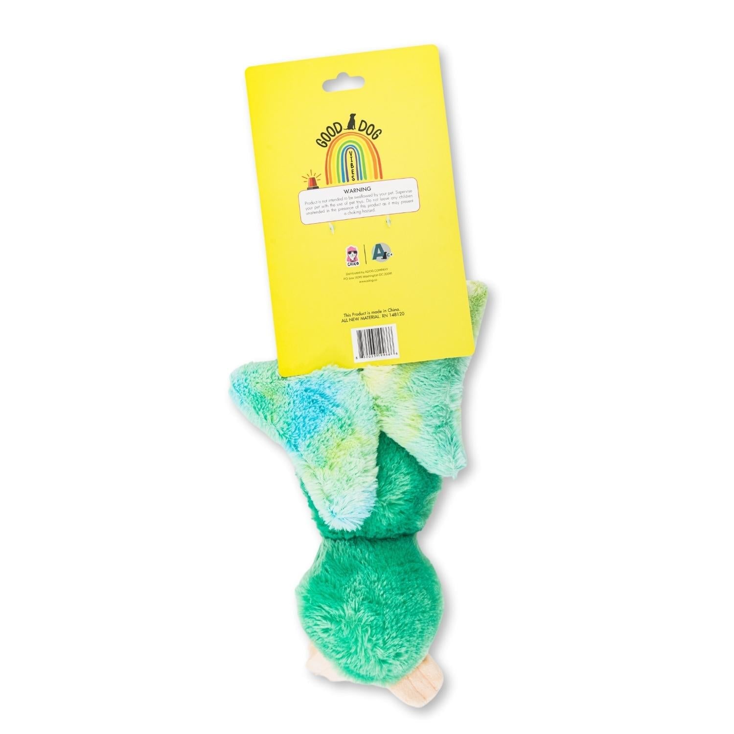 Mystical Mint Winged Sloth Plush Dog Toy, Four Squeakers & Crinkle Paper