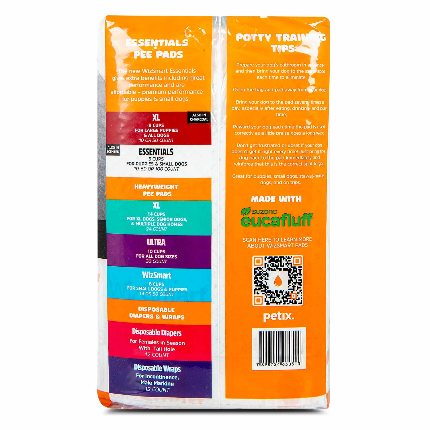 WizSmart Essentials Pads with Charcoal, XL, 50 Count